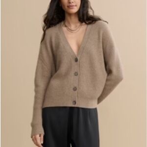 Everlane • The Cocoon Cardigan Alpaca Organic Cotton in Heather Taupe Brown